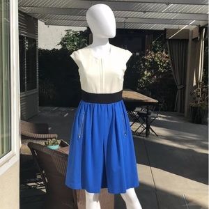 Tracy Reese Blue & White Knee Length Dress Sz4
